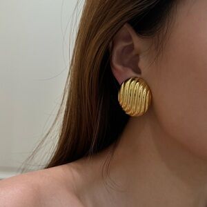 💎24K Gold Textured Earrings*Statement Earrings*Waterproof Sweatproof Jew…